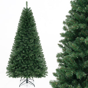 6/7/8 FT Artificial Christmas Tree with 568/830/1182 Branch Tips and 200/250/400 Warm White LED Lights-XL