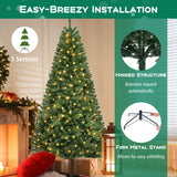 6/7/8 FT Artificial Christmas Tree with 568/830/1182 Branch Tips and 200/250/400 Warm White LED Lights-XL