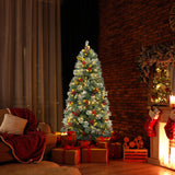 5/7.5/9 FT Pre-Lit Artificial Christmas Tree with 453/1096/1416 PVC and Pine Needles-S