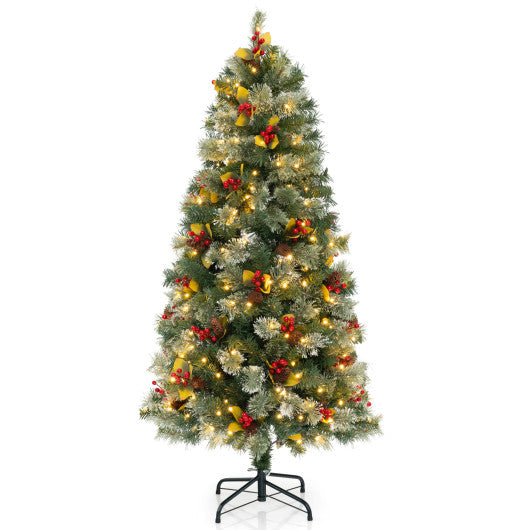 5/7.5/9 FT Pre-Lit Artificial Christmas Tree with 453/1096/1416 PVC and Pine Needles-S