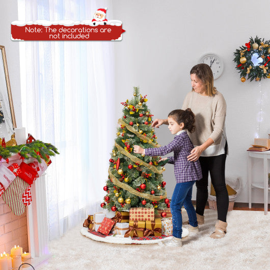 5/7.5/9 FT Pre-Lit Artificial Christmas Tree with 453/1096/1416 PVC and Pine Needles-S