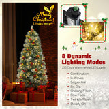 5/7.5/9 FT Pre-Lit Artificial Christmas Tree with 453/1096/1416 PVC and Pine Needles-S