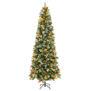 5/7.5/9 FT Pre-Lit Artificial Christmas Tree with 453/1096/1416 PVC and Pine Needles-XL