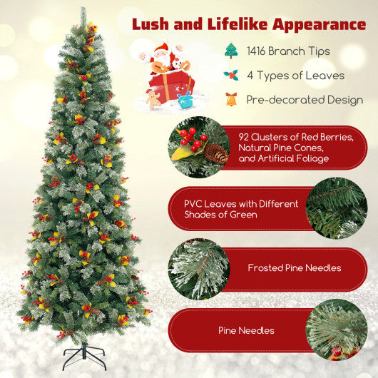 5/7.5/9 FT Pre-Lit Artificial Christmas Tree with 453/1096/1416 PVC and Pine Needles-XL