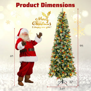 5/7.5/9 FT Pre-Lit Artificial Christmas Tree with 453/1096/1416 PVC and Pine Needles-XL