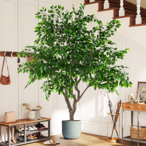 8.2 FT Tall Artificial Ficus Tree Large Faux Greenery Tree with Leaves
