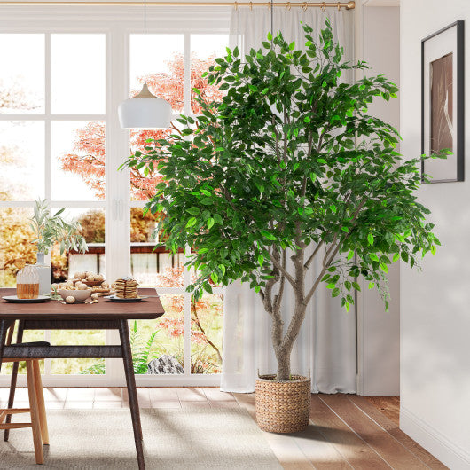 8.2 FT Tall Artificial Ficus Tree Large Faux Greenery Tree with Leaves