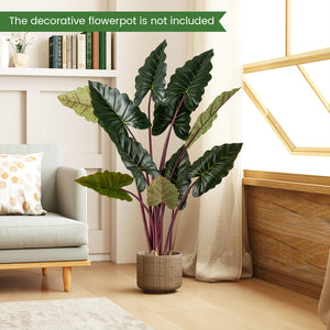 Artificial Rainbow Taro Tree 63" Tall with 11 Faux Leaves-2 Pack