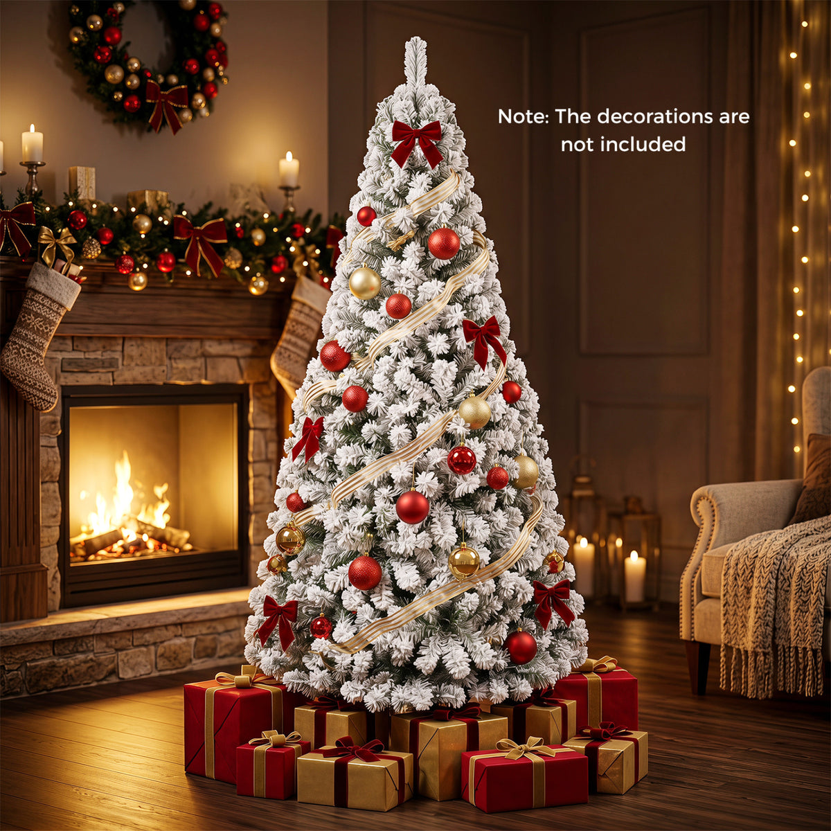 Artificial Snow-Flocked Christmas Tree with Branch Tips-6 ft