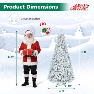 Artificial Snow-Flocked Christmas Tree with Branch Tips-6 ft