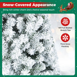 Artificial Snow-Flocked Christmas Tree with Branch Tips-6 ft