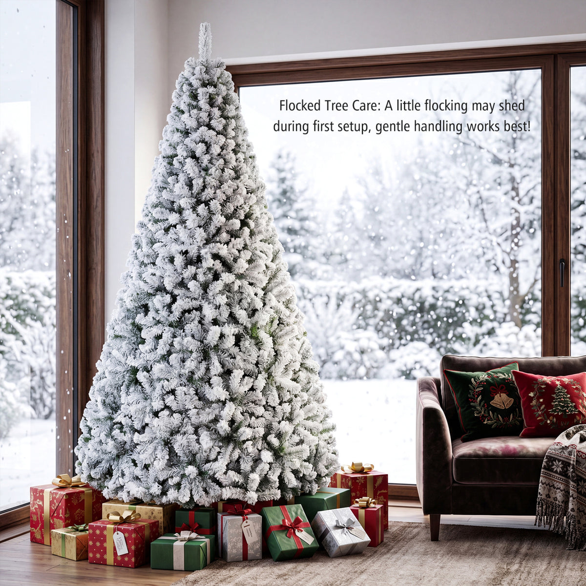 Artificial Snow-Flocked Christmas Tree with Branch Tips-XL