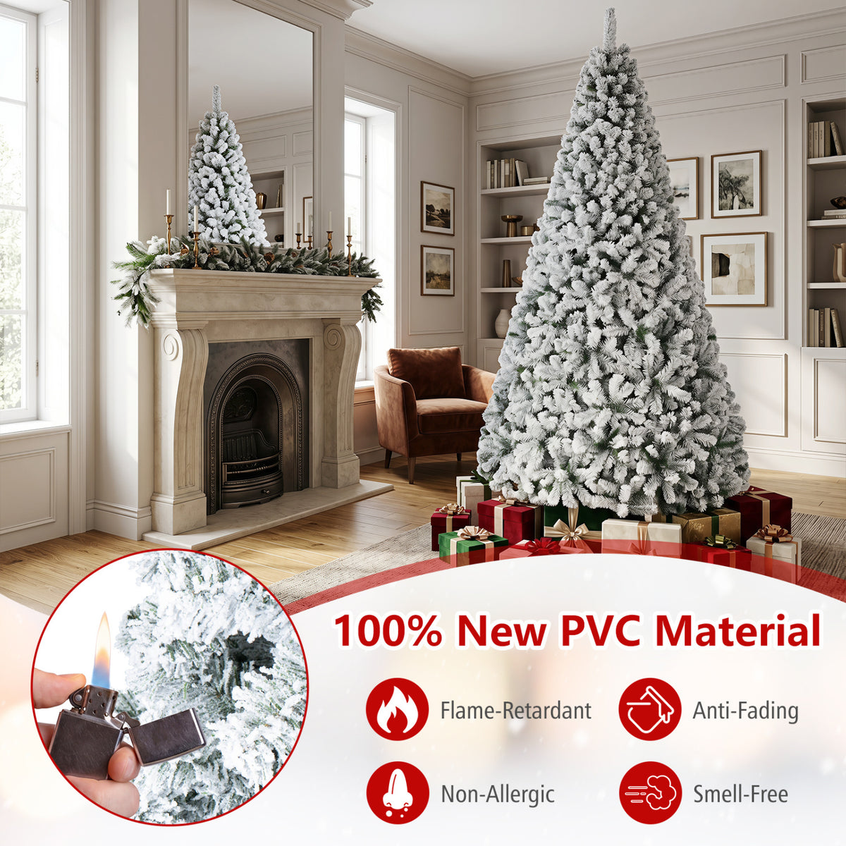 Artificial Snow-Flocked Christmas Tree with Branch Tips-XL