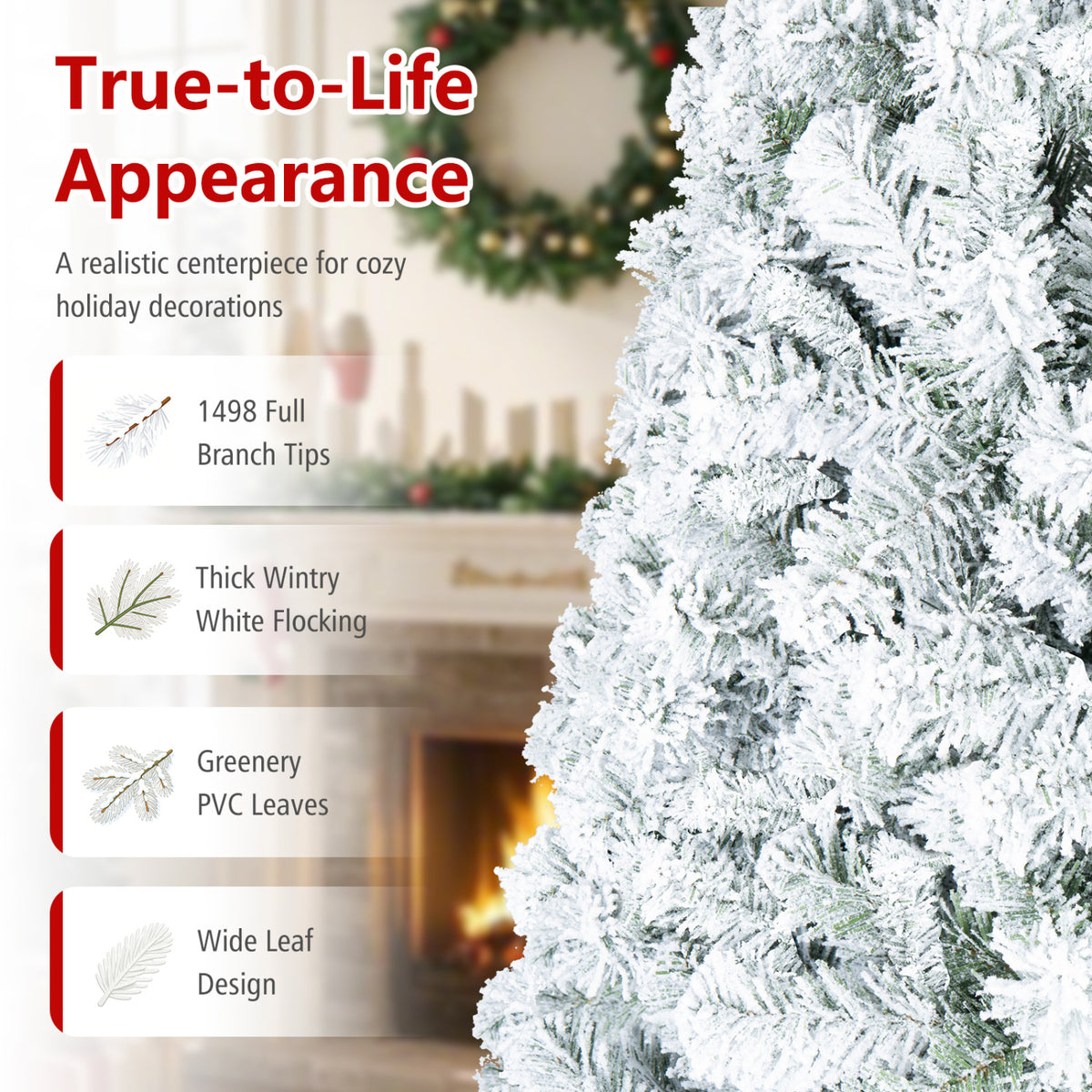 Artificial Snow-Flocked Christmas Tree with Branch Tips-XL