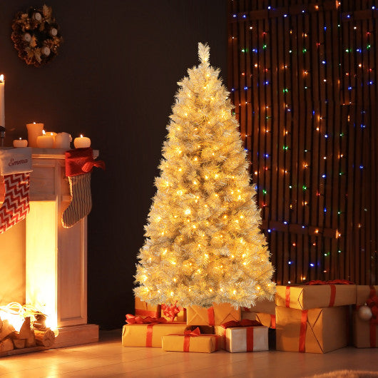 Artificial Xmas Tree with Branch Tips and Warm White LED Lights-5FT
