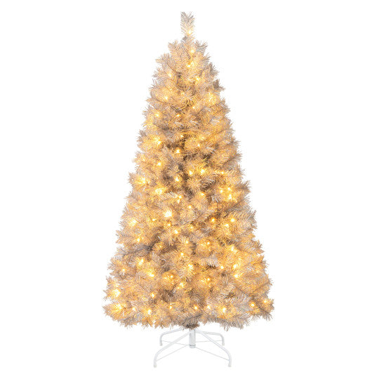 Artificial Xmas Tree with Branch Tips and Warm White LED Lights-5FT