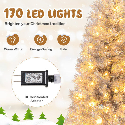 Artificial Xmas Tree with Branch Tips and Warm White LED Lights-5FT