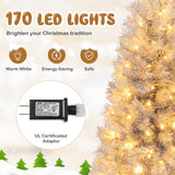Artificial Xmas Tree with Branch Tips and Warm White LED Lights-5FT