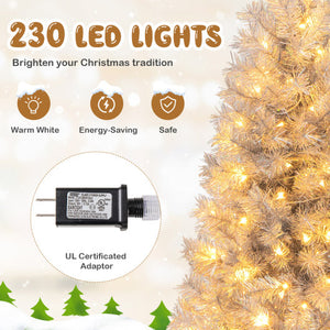 Artificial Xmas Tree with Branch Tips and Warm White LED Lights-6FT