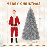 Artificial Xmas Tree with Branch Tips and Warm White LED Lights-7FT