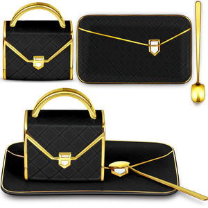 Zubebe 2 Sets Coffee Mug Elegant Handbag Shaped Mug Modern Ceramic Purse Mug with Spoon and Saucer 10oz Cute Creative Tea Cup for Office Home Thanksgiving Christmas Woman Gift (PinkBlack)