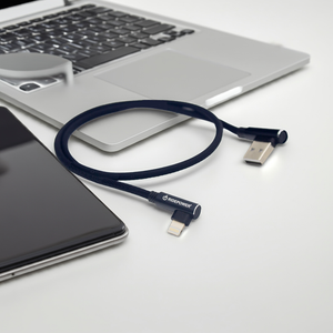 18" Fast Charging and Data Phone Cable 90-degree USB to Lightning by GloDea