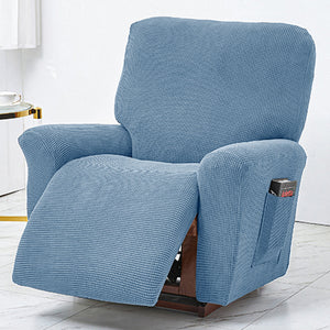 Polar Fleece Recliner Chair Cover, 4-Piece Soft Plush Slipcover with Pocket for Reclining Chairs