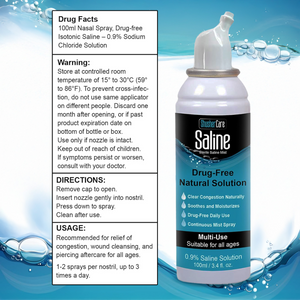 Shusher Care Saline Mist Spray – Drug-Free, Multi-Use Sterile Saline for Nasal, Wound & Piercing Care