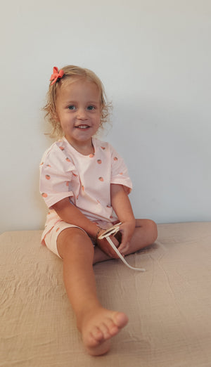 Organic Cotton Strawberry Print Shorts Set