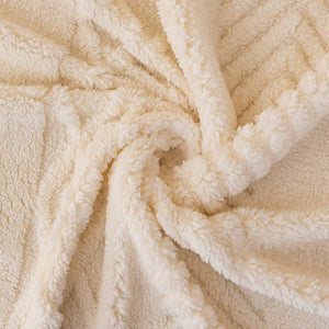 Plush Fleece Sofa Cover with 3D Cable Knit Texture Soft Cozy Warm Sofa Throw Blanket