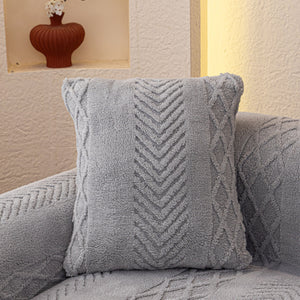 Plush Fleece Sofa Cover with 3D Cable Knit Texture Soft Cozy Warm Sofa Throw Blanket
