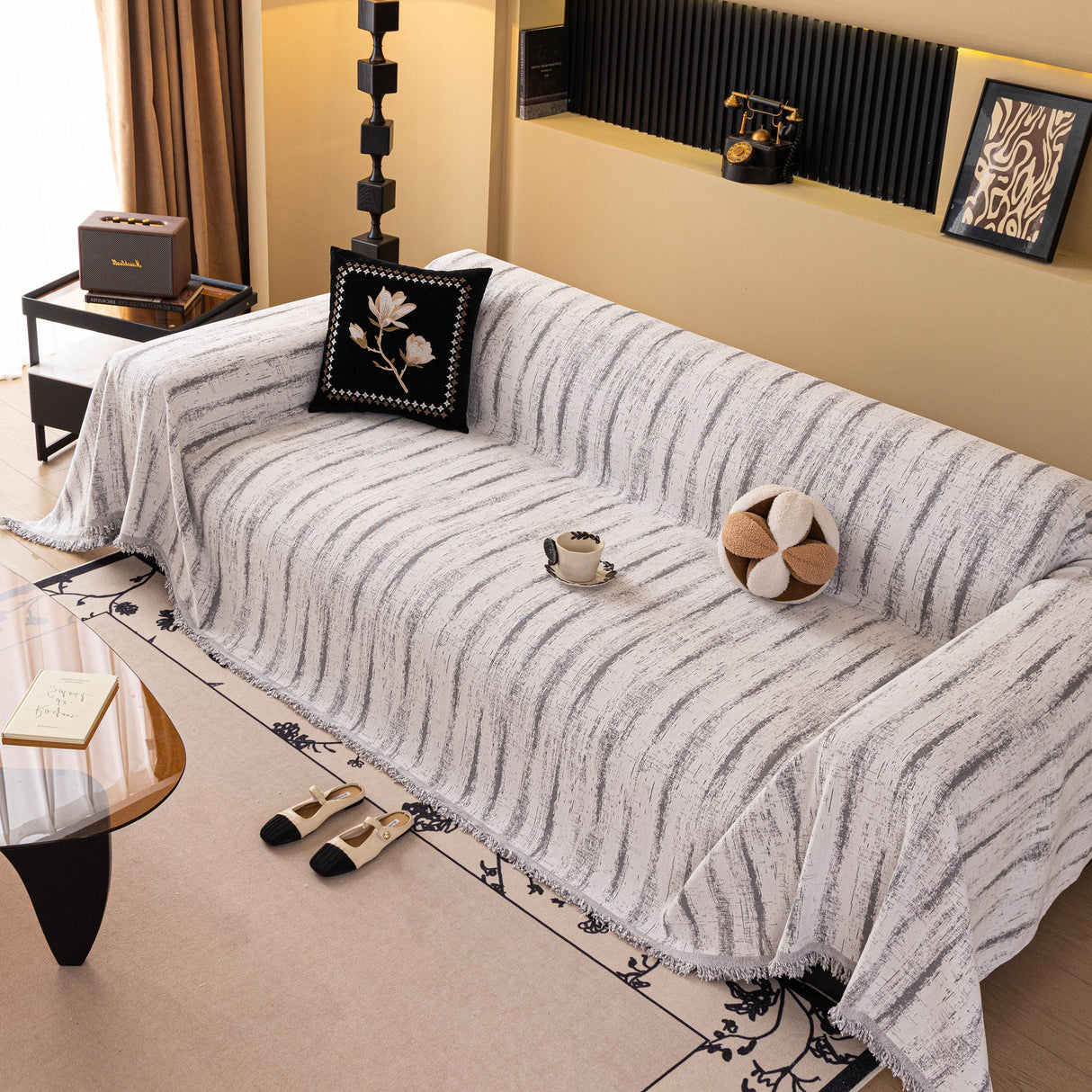 Chenille Oversized Throws for Couches, Washable and Durable Sofa Slipcover for Pets