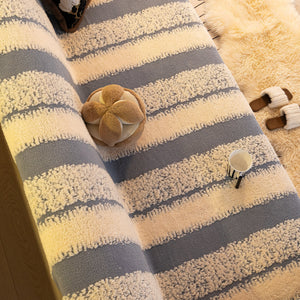 Thickened Coral Fleece Sofa Throw Cover Slipcover Warm Jacquard Cozy Couch Cover Blankets