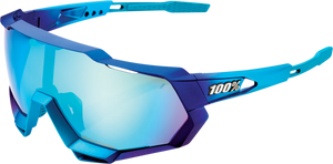 100% Speedtrap Sunglasses - Metallic Blue - Blue Mirror 61023-228-01