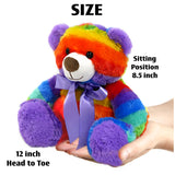 Rainbow Teddy Bear Set of 2 - Plush Stuffed Animal Cuddly Soft 12 inch