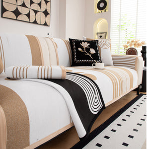 Modern Geometric Sofa Cover - Thick Woven, Pet Friendly, Stylish Couch Protector