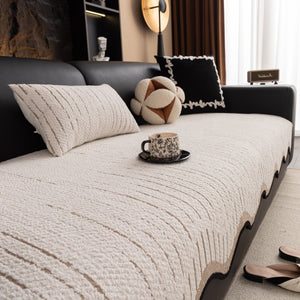 Textured Sofa Seat Cover with Wave Edge – Non-Slip, Washable Couch Throw Protector