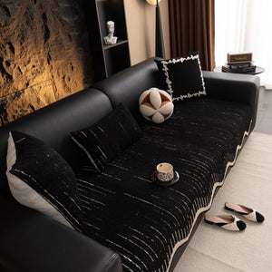 Textured Sofa Seat Cover with Wave Edge – Non-Slip, Washable Couch Throw Protector