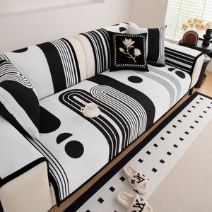 Modern Geometric Sofa Cover - Thick Woven, Pet Friendly, Stylish Couch Protector