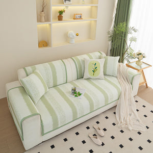Striped Non-Slip Cooling Couch Cover, Summer Couch Pads for Seat Back Armrest