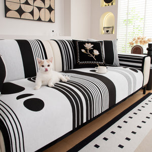 Modern Geometric Sofa Cover - Thick Woven, Pet Friendly, Stylish Couch Protector