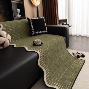 Textured Sofa Seat Cover with Wave Edge – Non-Slip, Washable Couch Throw Protector