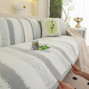 Striped Non-Slip Cooling Couch Cover, Summer Couch Pads for Seat Back Armrest