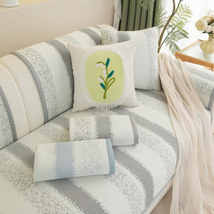 Striped Non-Slip Cooling Couch Cover, Summer Couch Pads for Seat Back Armrest