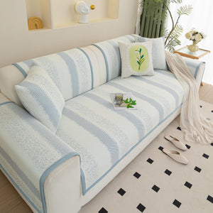 Striped Non-Slip Cooling Couch Cover, Summer Couch Pads for Seat Back Armrest