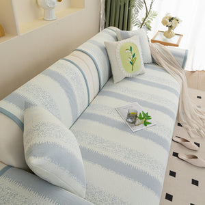Striped Non-Slip Cooling Couch Cover, Summer Couch Pads for Seat Back Armrest