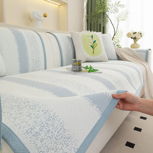 Striped Non-Slip Cooling Couch Cover, Summer Couch Pads for Seat Back Armrest