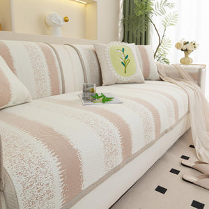 Striped Non-Slip Cooling Couch Cover, Summer Couch Pads for Seat Back Armrest