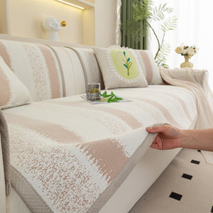 Striped Non-Slip Cooling Couch Cover, Summer Couch Pads for Seat Back Armrest