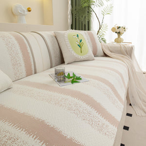 Striped Non-Slip Cooling Couch Cover, Summer Couch Pads for Seat Back Armrest